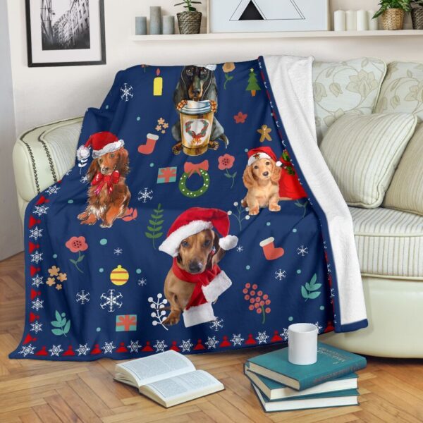 Dachshund Christmas Fleece Blanket Sherpa Blanket