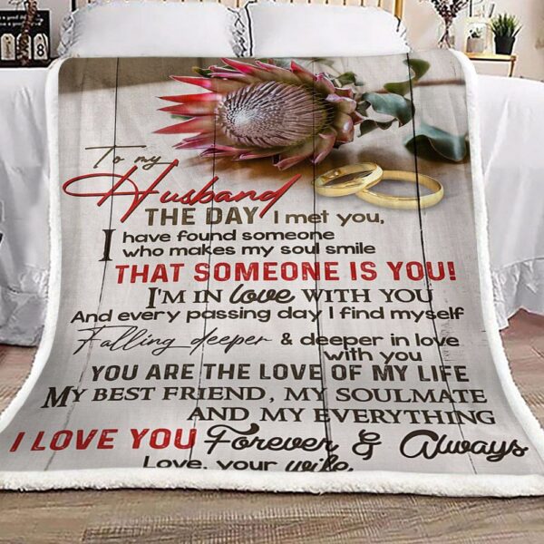 Protea Flower To My Husband Fleece Blanket Sherpa Blanket