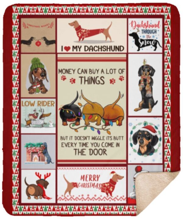 Dachshund Through The Snow Fleece Blanket Sherpa Blanket