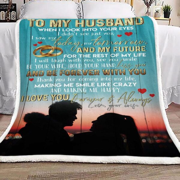 Family To My Husband Fleece Blanket Sherpa Blanket