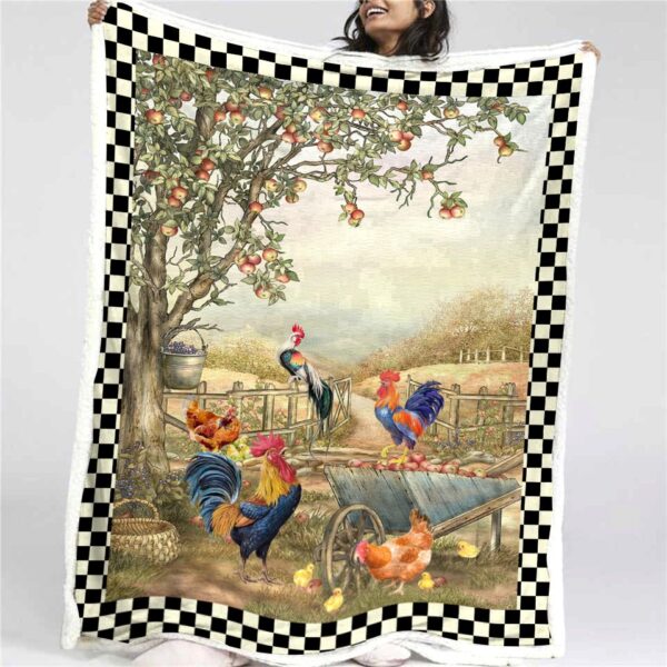 Chicken Peaceful Farm Fleece Blanket Sherpa Blanket