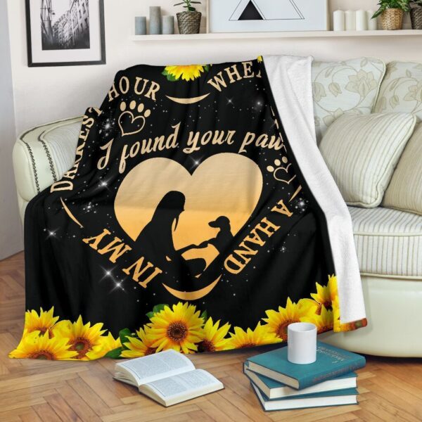 In My Darkest Hour I Found Your Paw Dachshund Sunflower Fleece Blanket Sherpa Blanket