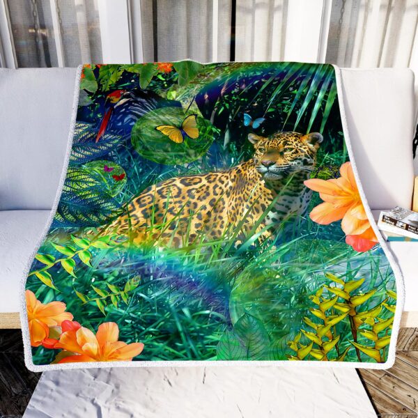 Jaguar Meadow Picture Fleece Blanket Sherpa Blanket