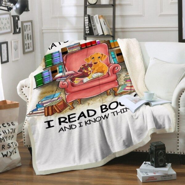 Dachshund Book Fleece Blanket Sherpa Blanket