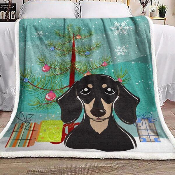 Dachshund Christmas Fleece Blanket Sherpa Blanket