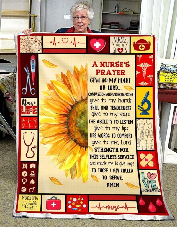 Sunflower Nurse Prayer Fleece Blanket Sherpa Blanket