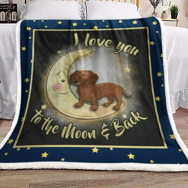 Dachshund Moon Fleece Blanket Sherpa Blanket