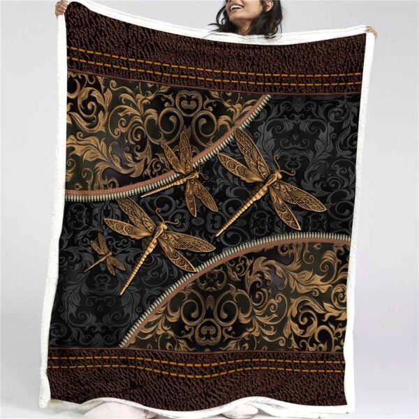Dragonflies Leather Pattern Fleece Blanket Sherpa Blanket