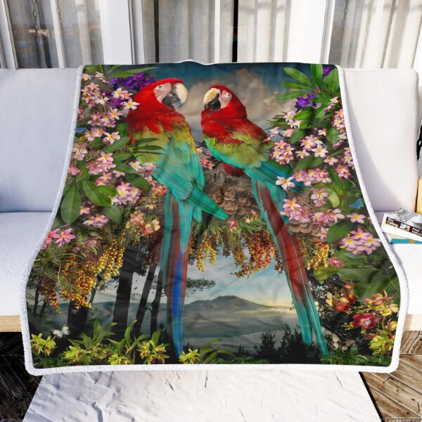 Parrot Couple Fleece Blanket Sherpa Blanket