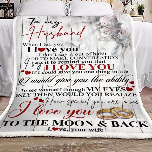 Family To My Husband Fleece Blanket Sherpa Blanket
