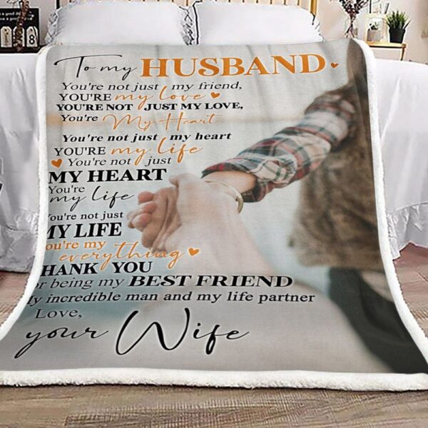 Family To My Husband Fleece Blanket Sherpa Blanket