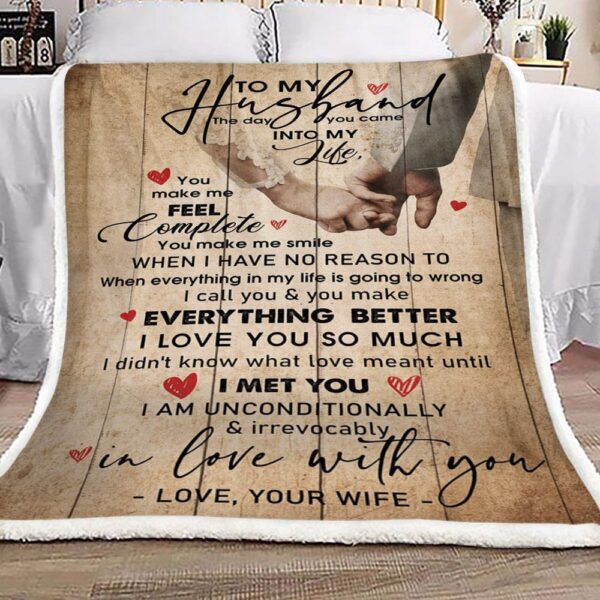 Family To My Husband Fleece Blanket Sherpa Blanket