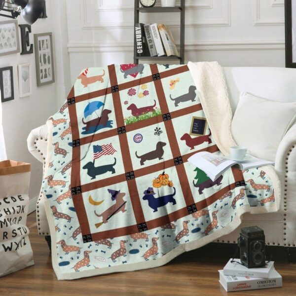 Dachshund Fleece Blanket Sherpa Blanket