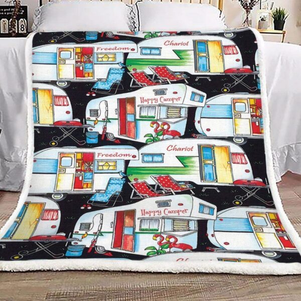 Camper Fleece Blanket Sherpa Blanket
