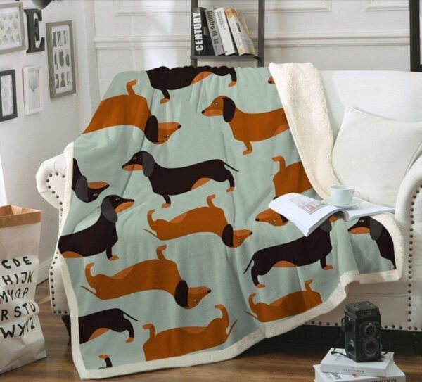 Dachshund Fleece Blanket Sherpa Blanket