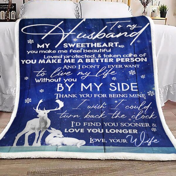 Deer To My Husband Fleece Blanket Sherpa Blanket