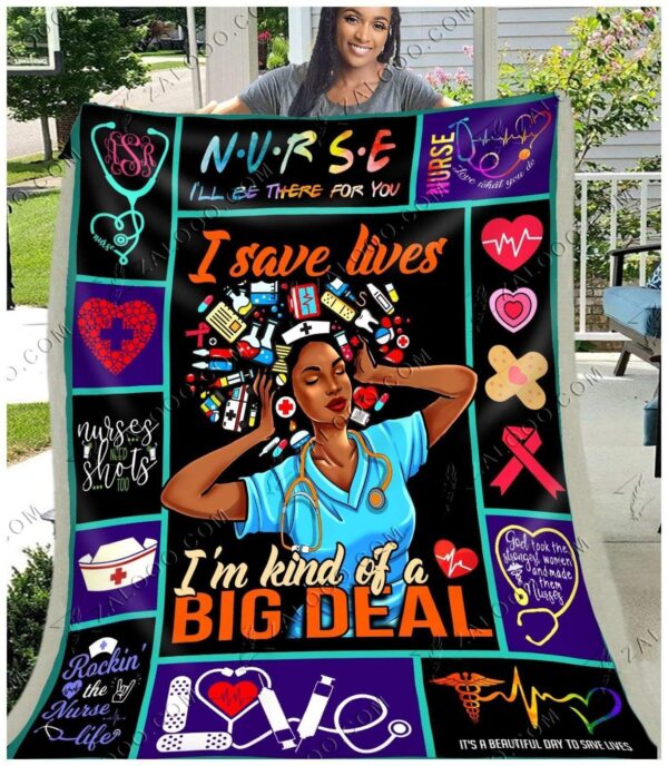 Black Women Nurse I Save Lives Fleece Blanket Sherpa Blanket
