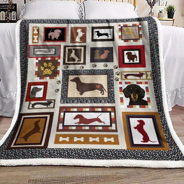 Dachshund Love Fleece Blanket Sherpa Blanket