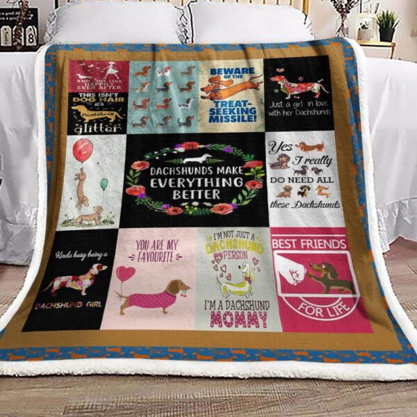 Dachshund Fleece Blanket Sherpa Blanket
