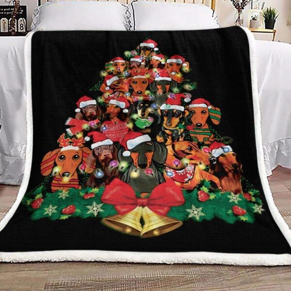 Dachshund Christmas Fleece Blanket Sherpa Blanket