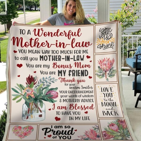 Mother In Law Blessed To Have You In My Life Fleece Blanket Sherpa Blanket