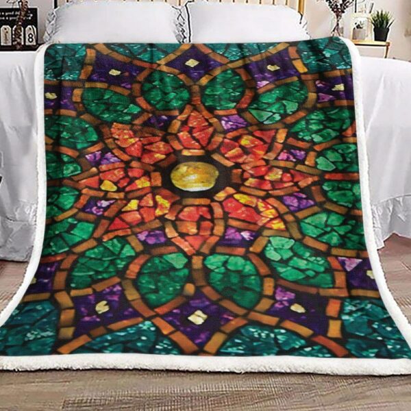 Mandala And Sun Fleece Blanket Sherpa Blanket