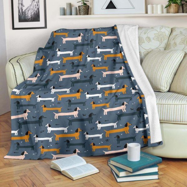 Dachshund Pattern Fleece Blanket Sherpa Blanket
