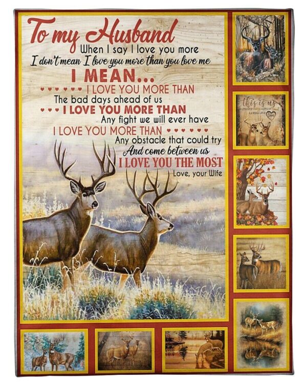 To My Husband I Love You More Than Fleece Blanket Sherpa Blanket