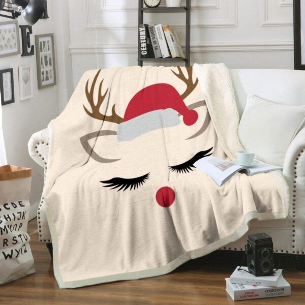 Christmas Reindeer Fleece Blanket Sherpa Blanket