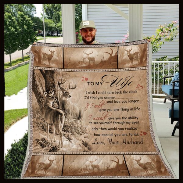 Deer Husband To Wife Fleece Blanket Sherpa Blanket