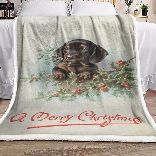 Dachshund Christmas Fleece Blanket Sherpa Blanket