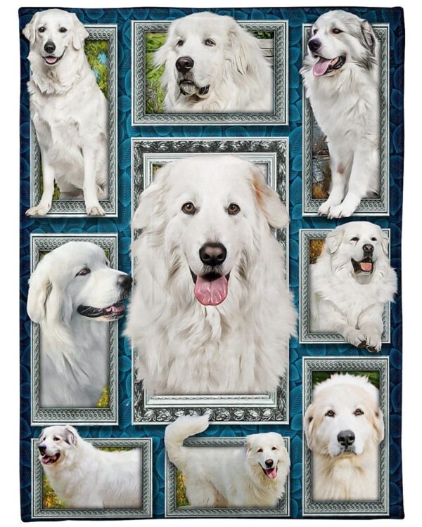 Great Pyrenees Window Frames Fleece Blanket Sherpa Blanket