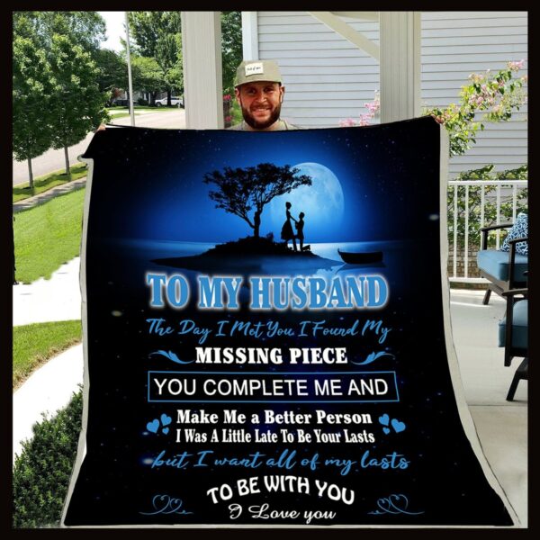 Family To My Husband Missing Piece Fleece Blanket Sherpa Blanket
