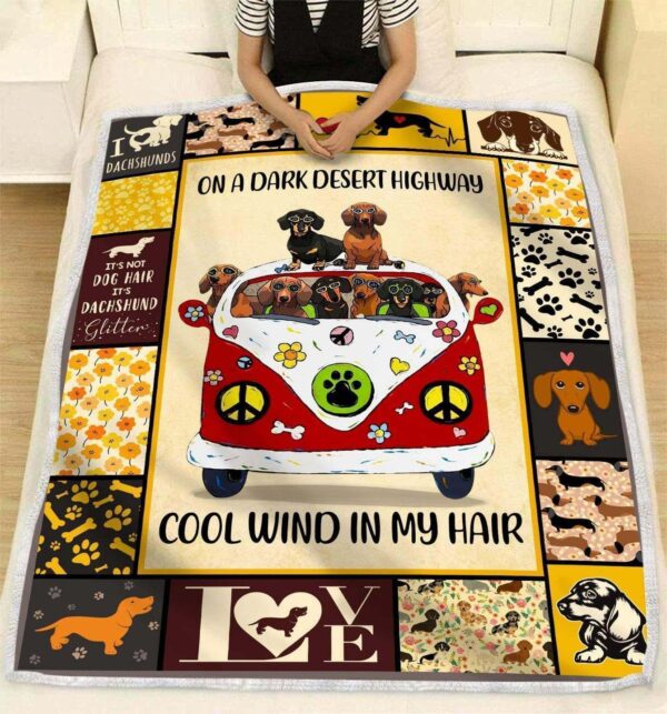Dachshund Hippie Fleece Blanket Sherpa Blanket