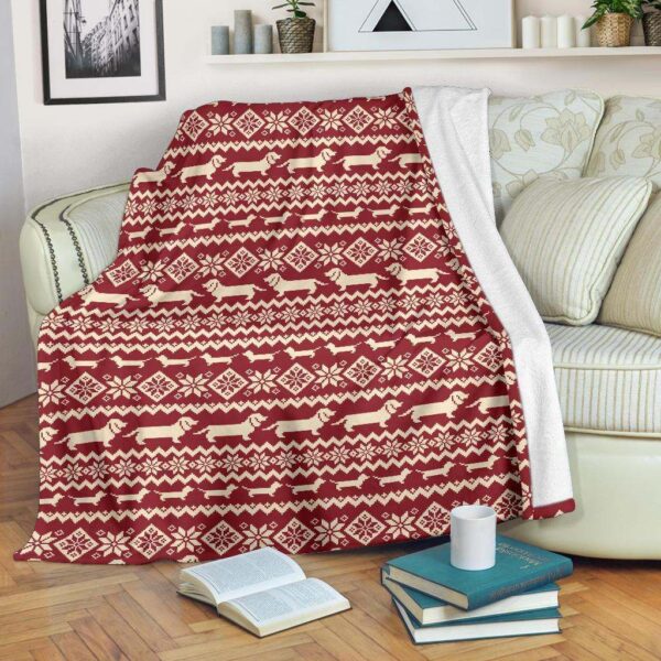 Dachshund Pattern Fleece Blanket Sherpa Blanket