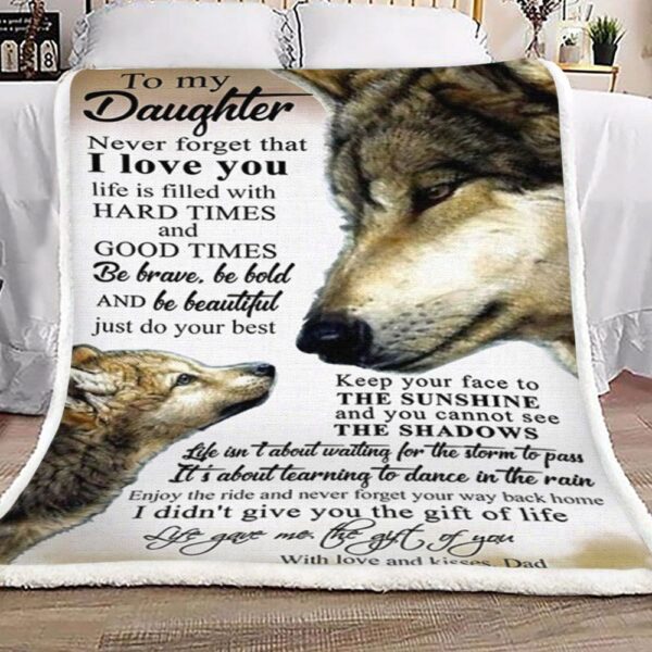 Dad Wolf To Daughter Fleece Blanket Sherpa Blanket