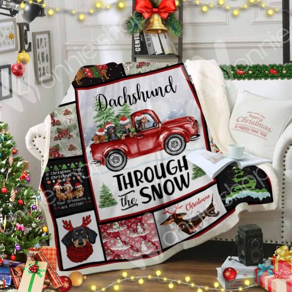 Dachshund Christmas Fleece Blanket Sherpa Blanket