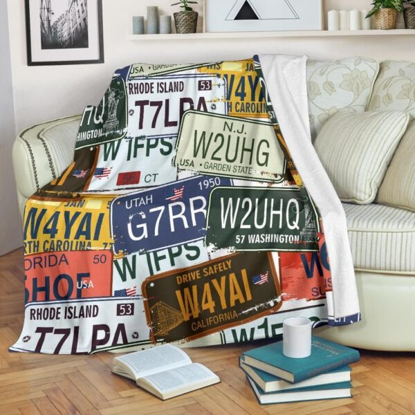 License Plate Fleece Blanket Sherpa Blanket
