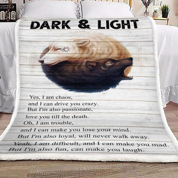 Dark And Light Wolf Fleece Blanket Sherpa Blanket