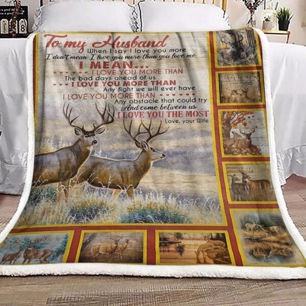 Deer To My Husband Fleece Blanket Sherpa Blanket