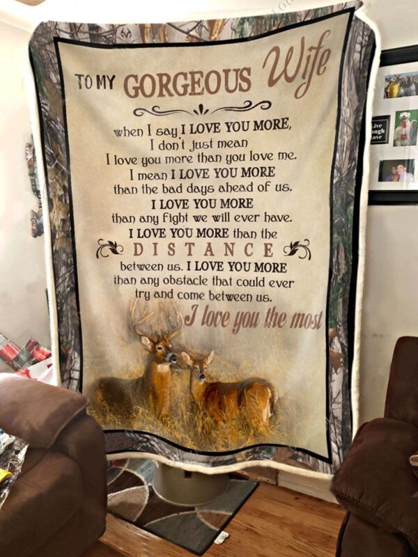 Buck And Doe To My Wife I Love You The Most Fleece Blanket Sherpa Blanket