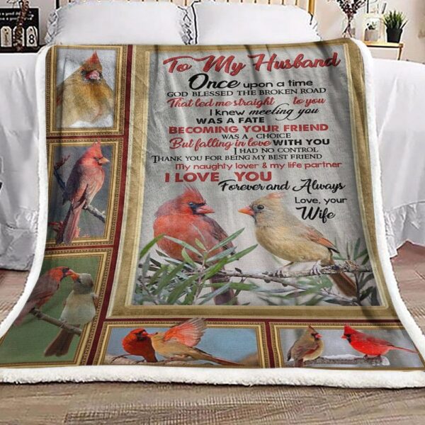 Cardinal To My Husband Fleece Blanket Sherpa Blanket