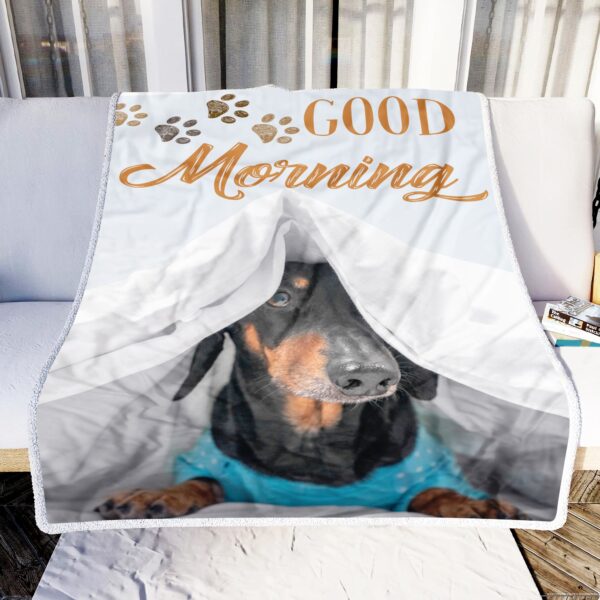 Dachshund Good Morning Fleece Blanket Sherpa Blanket
