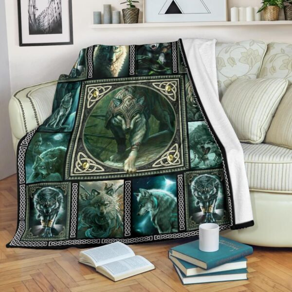 Viking Wolf Fleece Blanket Sherpa Blanket