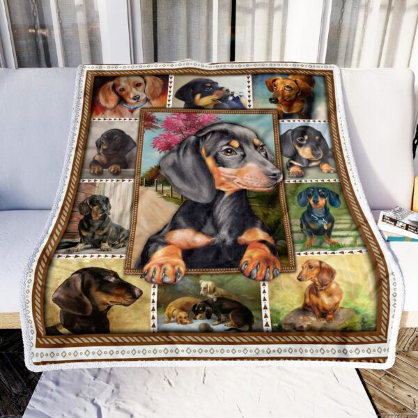 Cute Dachshund Fleece Blanket Sherpa Blanket