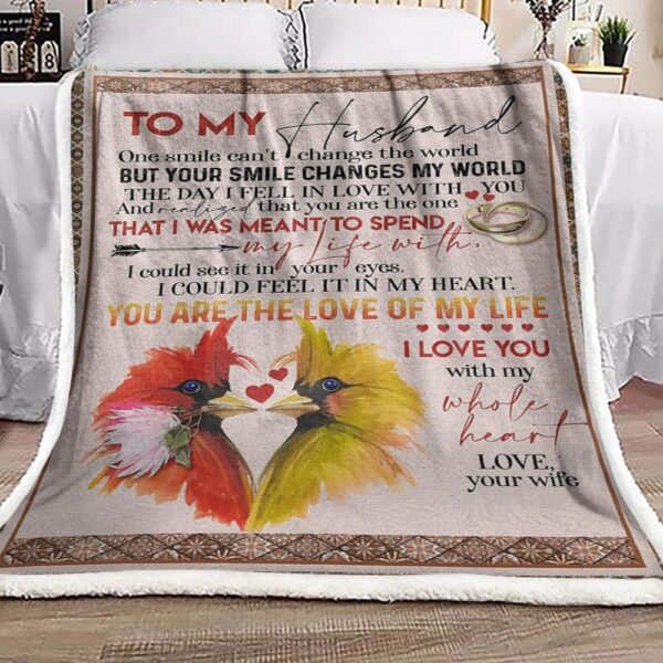 Cardinal To My Husband Fleece Blanket Sherpa Blanket