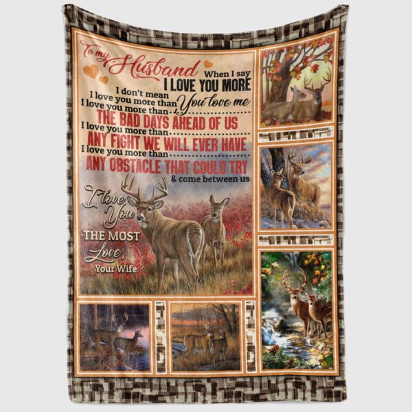 To My Husband Deer Fleece Blanket Sherpa Blanket