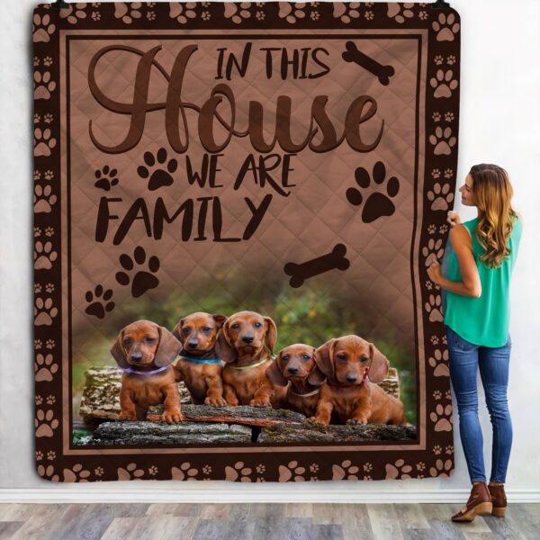 Little Cute Dachshund Family Fleece Blanket Sherpa Blanket