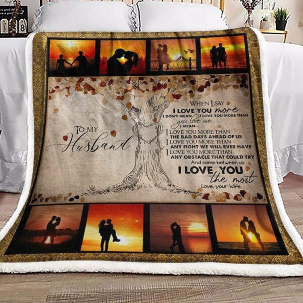 To My Husband Tree Sunset Fleece Blanket Sherpa Blanket