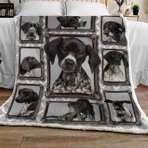 German Shorthaired Pointer Frame Fleece Blanket Sherpa Blanket